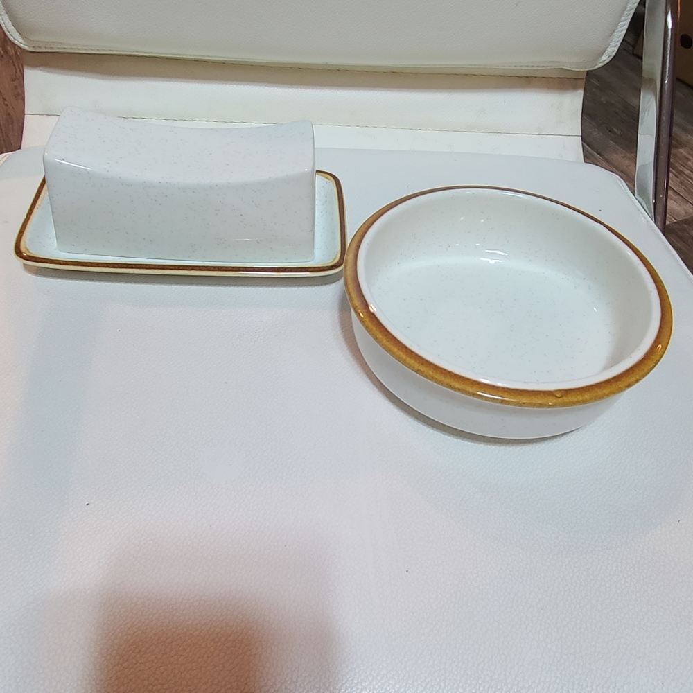 Mikasa butter dish and bowl